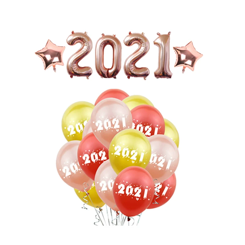 ZLJQ 21 шт 2021 набор воздушных шаров цифры украшения счастливого Нового года номер
