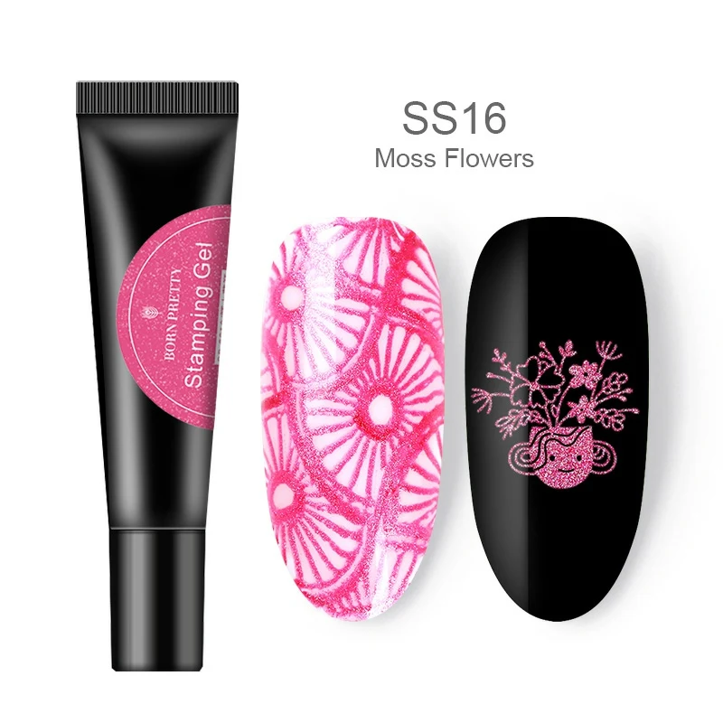 BP-SS16 Цветной Гель-лак BORN PRETTY для стемпинга ногтей, черный, белый цвет, 8 мл, отмачиваемый Гель-лак для ногтей, лак для стемпинга - Цвет: BP-SS16