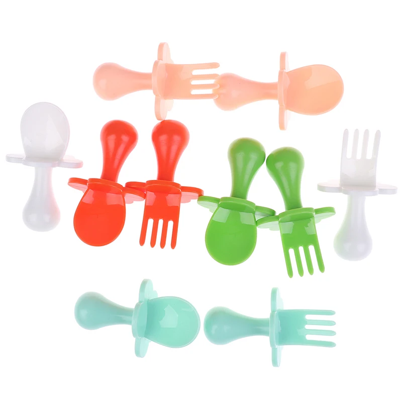 Детская тренировочная вилка ложка набор для новорожденных Feeidng супа яркие цвета