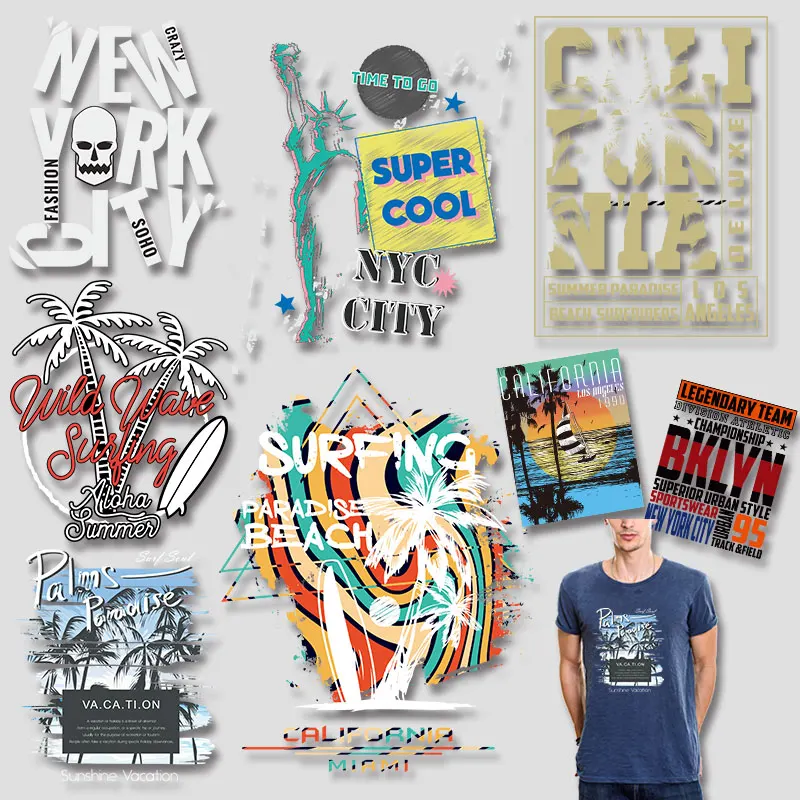 

Fashion Clothes printing Patches for Kids Clothing Jacket Letter Stickers Thermal Transfers Decals Patch