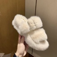 2021 fluffy fur furry thick platform home women slippers winter warm plush slides non slip flip flops outdoor indoor shoes