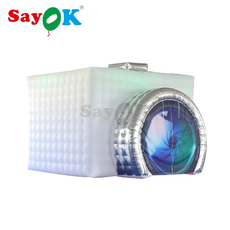 double lights 1 Высокое качество, надувная фотобудка в форме камеры, надувной шатер, Свадебный стенд, белый внутри, светодиодный, для свадебной вечеринки - Цвет: double lights 1
