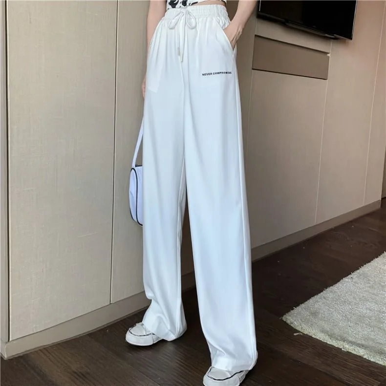 

Women Pants Summer and Autumn Loose White Casual Pants Women's High Street Straight Pants Pantalones De Mujer