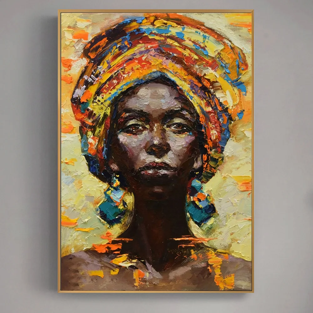 

Modern Abstract African Woman Portrait Oil Painting On Canvas Wall Art Poster And Prints Picture For Home Decor Living Room