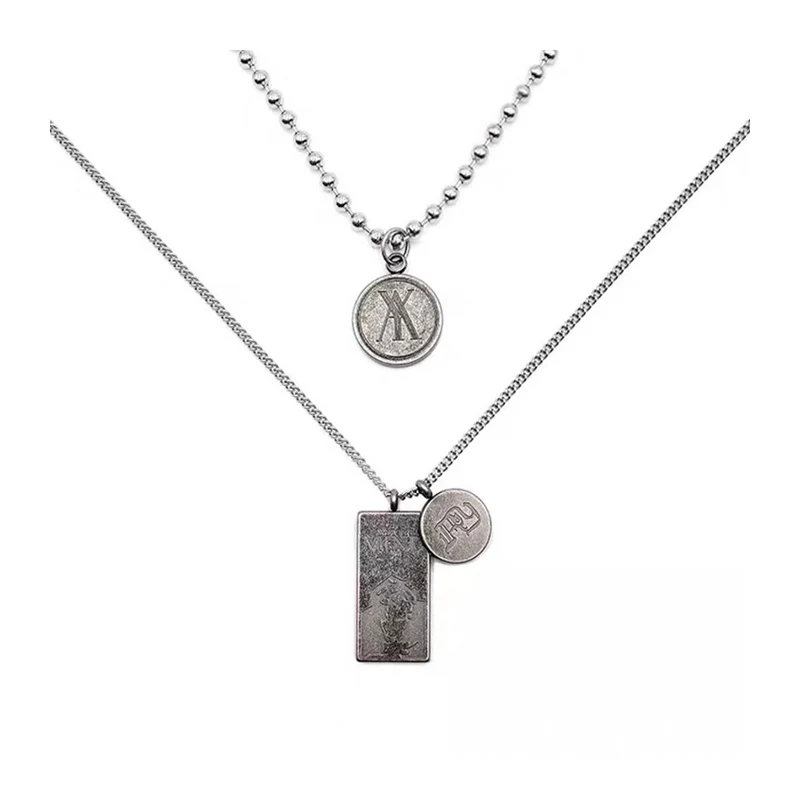 

Fashion trend ins style layered pendant long necklace for women simple vintage double women jewelry aesthetic accessories gift