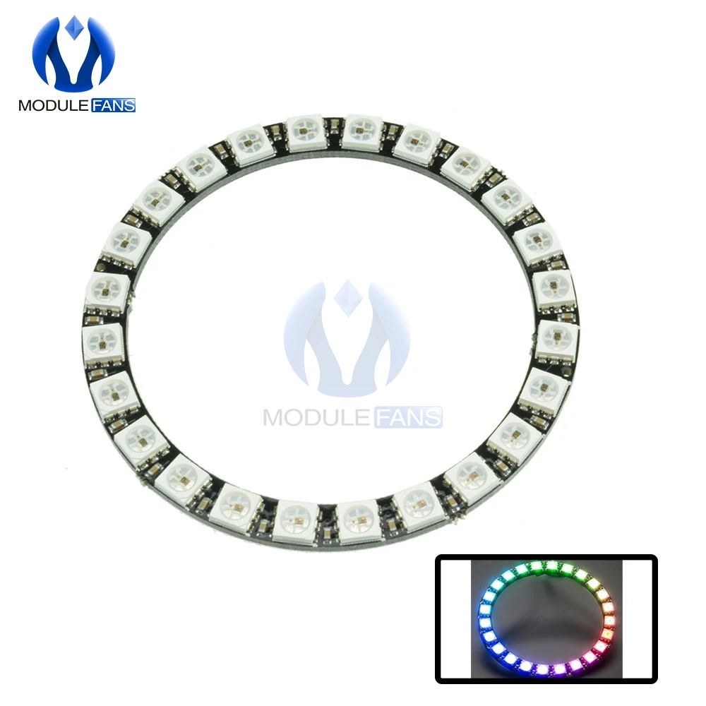 WS2812B 24 бита WS2812 5050 RGB светодиодные кольца светильник встроенным драйвером модуль