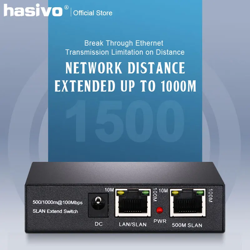 Одна пара сетевой коммутатор Ethernet PoE удлинитель 500/1000 м 1 порт 10/100 вход Rj45 выход