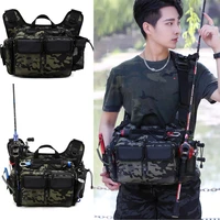 tactical men waist chest backpack outdoor military hiking travel chest belt pack portable fishing lure tackle storage bag xa815y