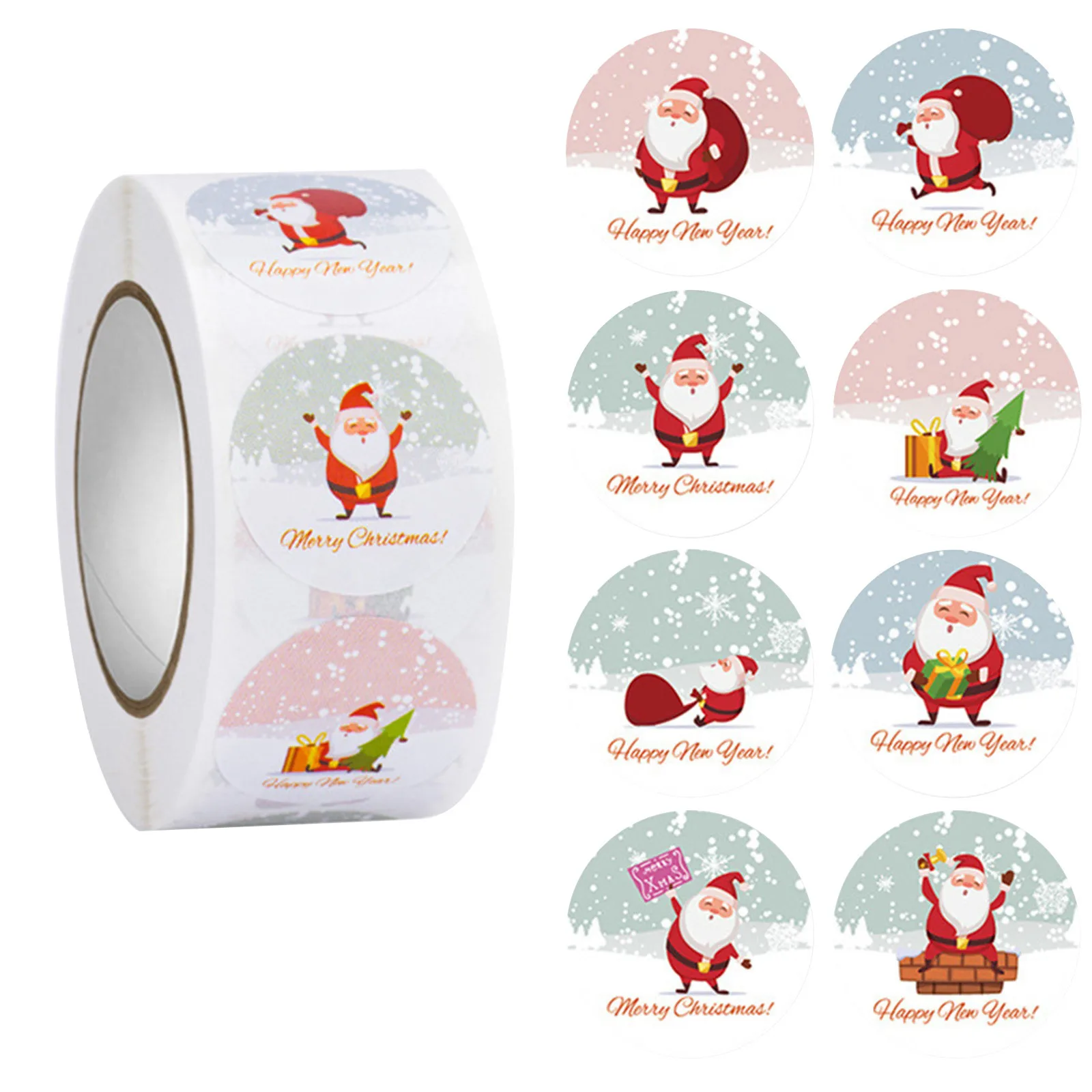 

Рождественские наклейки, 1 рулон, 500 поста, Санта-Клаус, счастливые лица, рождественские детские наклейки, наклейки для игрушек, подарки, поде...