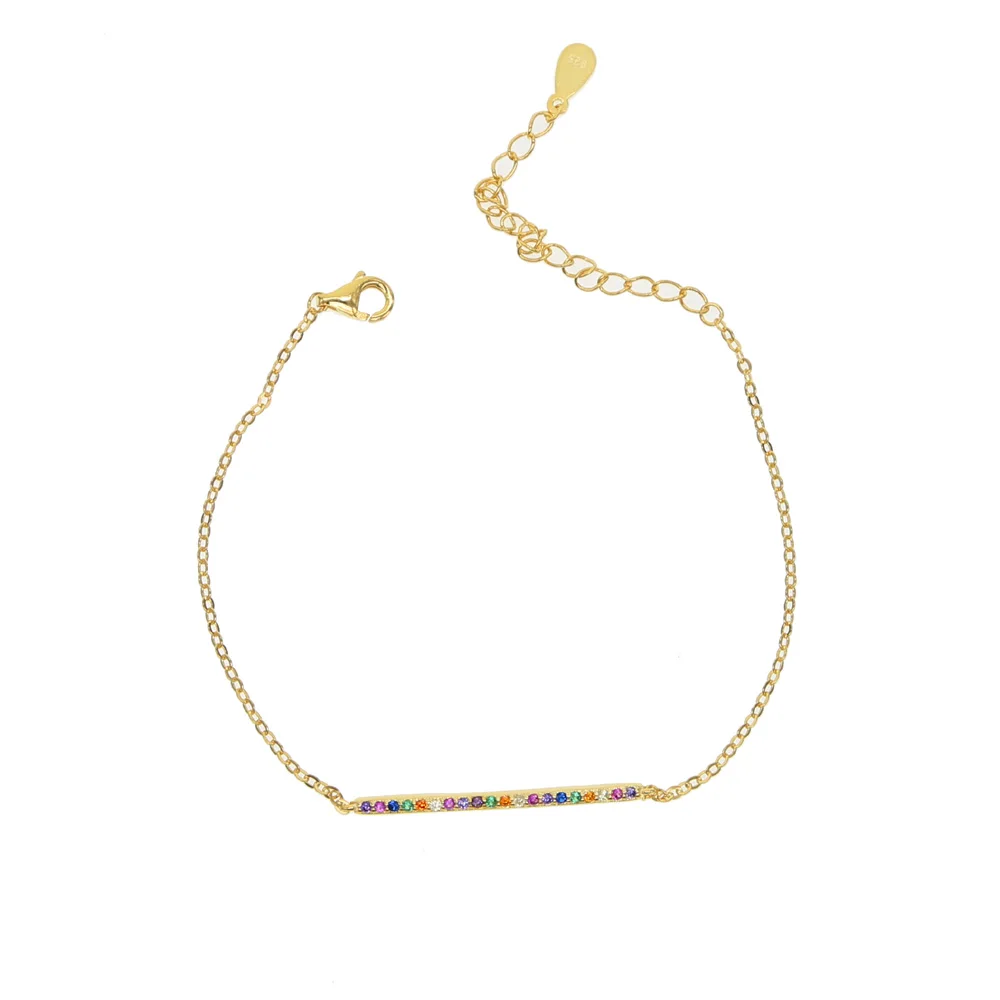 Женский браслет с разноцветным кубическим цирконием ювелирное изделие