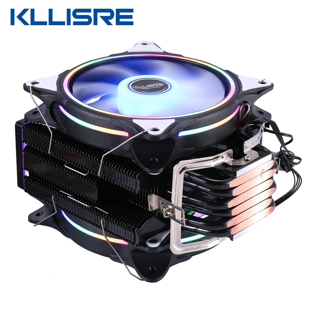 Кулер для ЦП Kllisr 6 тепловых трубок RGB PWM 4 контакта тихий Inte LGA 115X 1200 1366 2011 V3 X79 X99 AM4 -