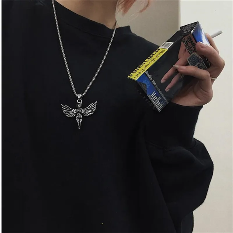 Ins индивидуальное уличное ожерелье в стиле хип хоп с крыльями ретро маленький