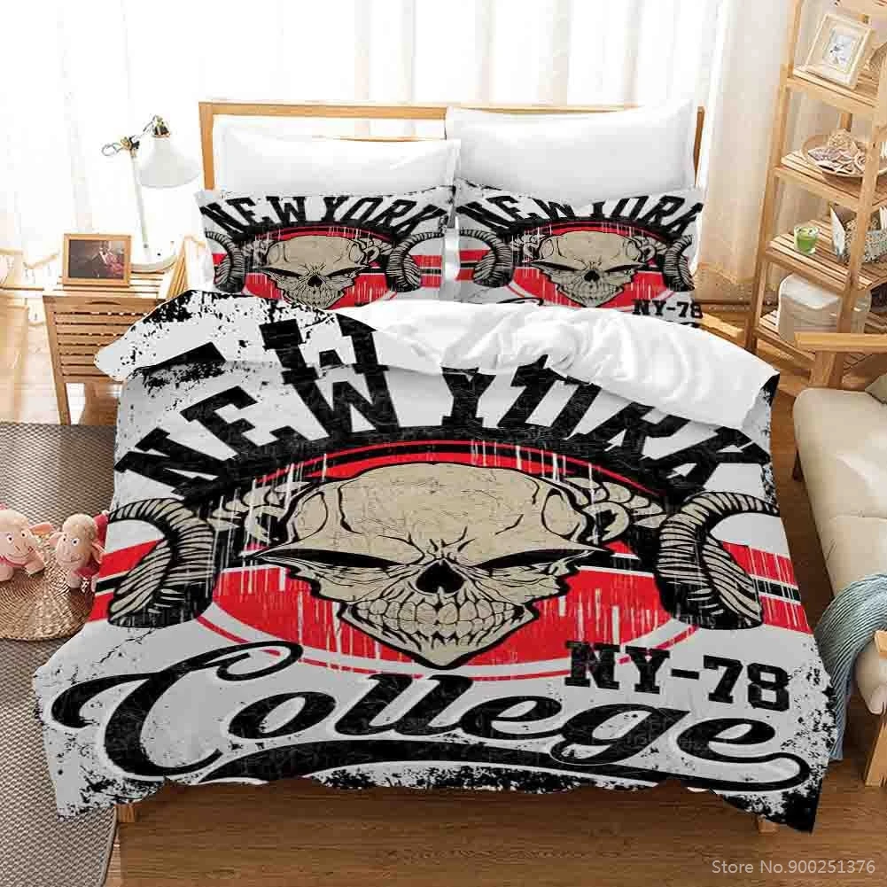 

3D Printed Human Skeleton Skull Pattern Bedding Set Twin Full Queen King Comforter Cover Set Duvet Cover Set for Home Bedroom