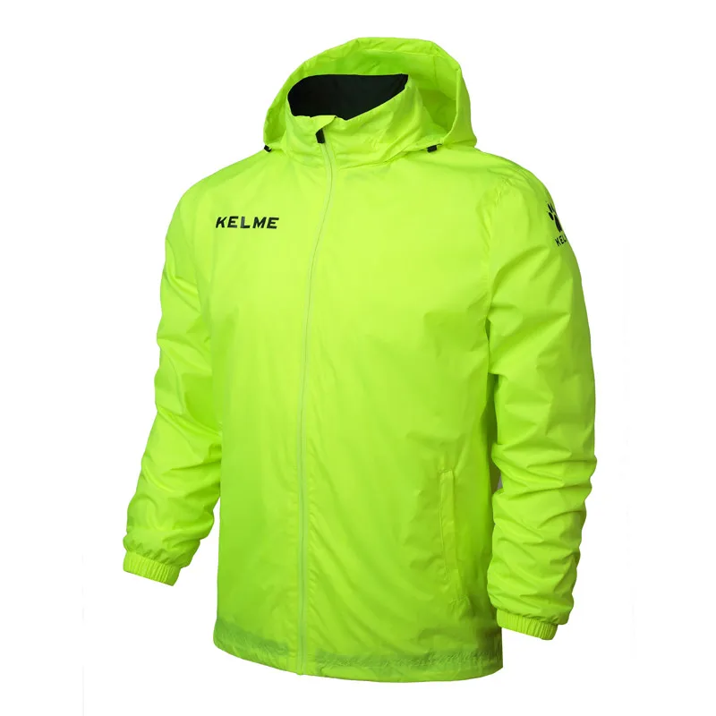 KELME, Спортивная Мужская Детская футбольная майка, куртка для бега, тренировочная куртка для упражнений, ветрозащитная одежда, пальто K15S605 - Цвет: Fluorescent Green