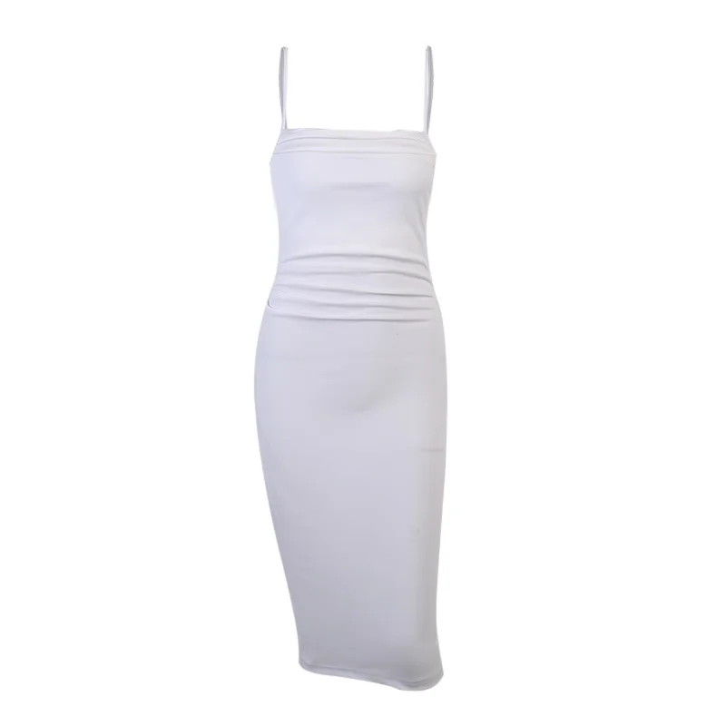 

Hbenna spaghetti Strap Dresses Women Satin Sleeveless Slash Neck Knee-Length Party Dress Women Solid Elegant Summer Dresse Silk