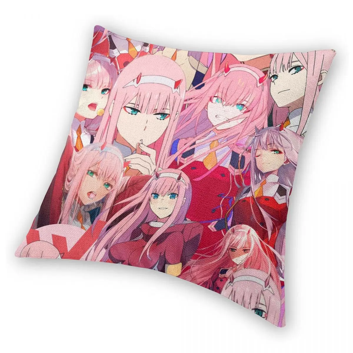 Квадратный чехол для подушки с коллажем Zero Two полиэстеровый льняной бархатный
