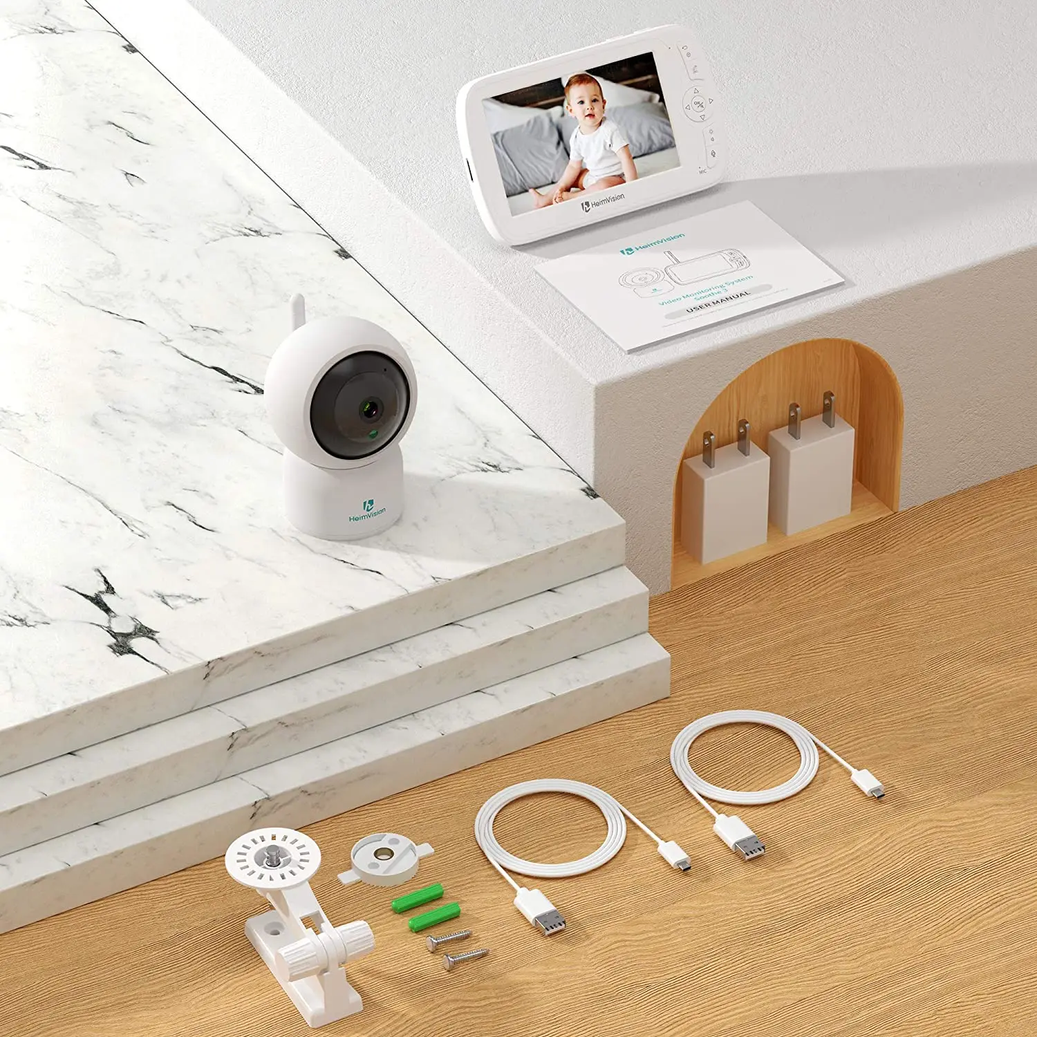 Видеоняня HeimVision HM233 Успокаивающая 3 видеоняня 1080P ночное видение 360 ° PTZ