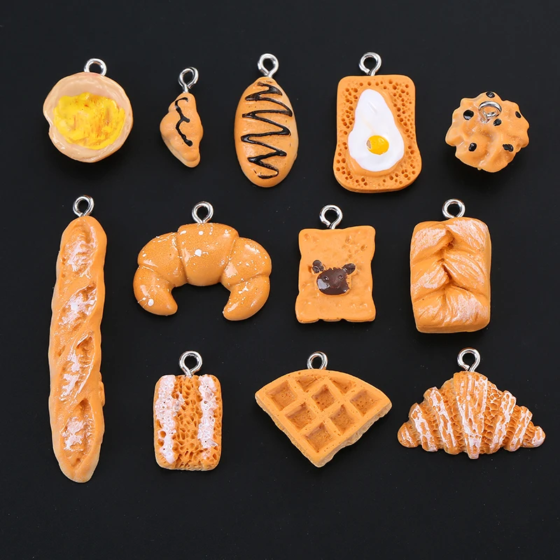 

10pcs/lot Resin Simulation Bread Cake Food Cookies Charms For Jewelry Making DIY Earrings Keychain Accessories