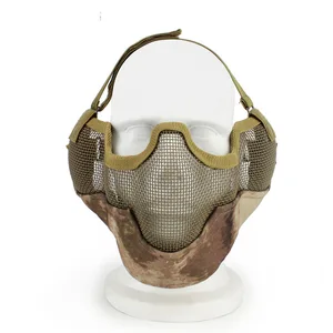 Пейнтбольная маска для страйкбола, полумаска Защитная Стальная Сетчатая Маска для ушей, Тактическая Военная маска CS для стрельбы, аксессуары для военных игр и охоты