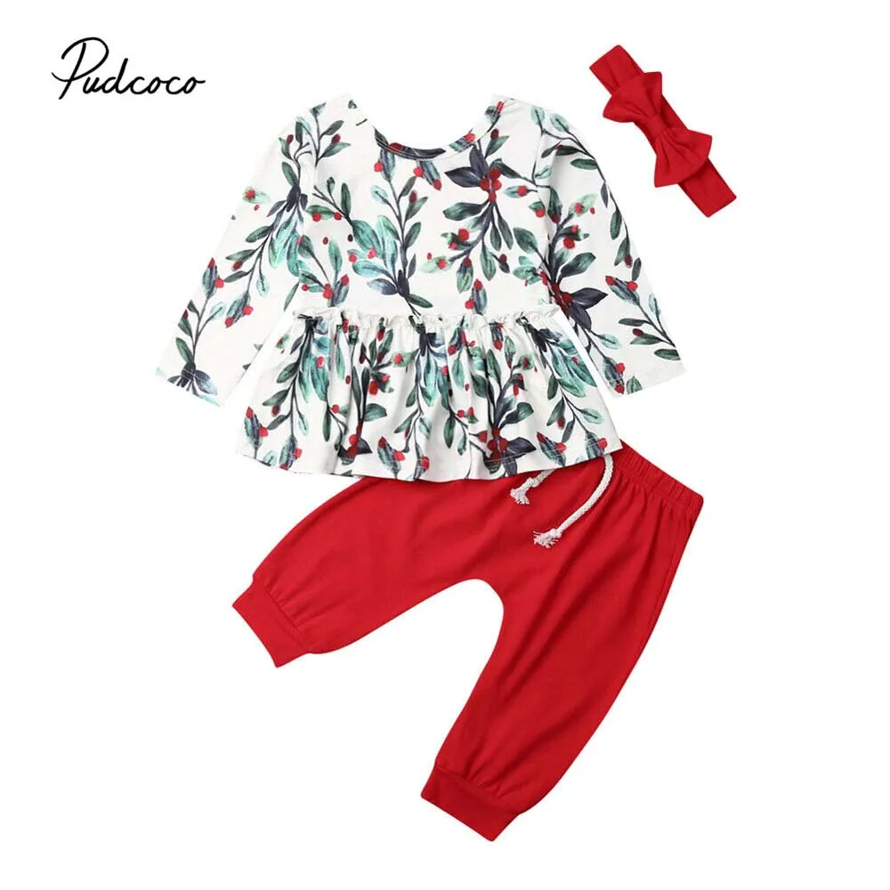 3 шт. Детские демисезонные штаны с длинным рукавом и цветочным принтом | Мать