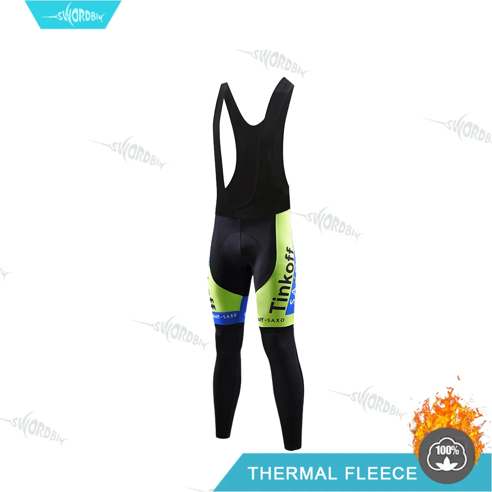Bib Pants Велоспорт одежда для мужчин Pro Team Велоспорт трикотажный комплект Tinkoff Мужская зимняя одежда флуоресцентный цвет Тепловая флисовая одежда комплект с длинными рукавами MTB Uninform - Цвет: Bib Pants