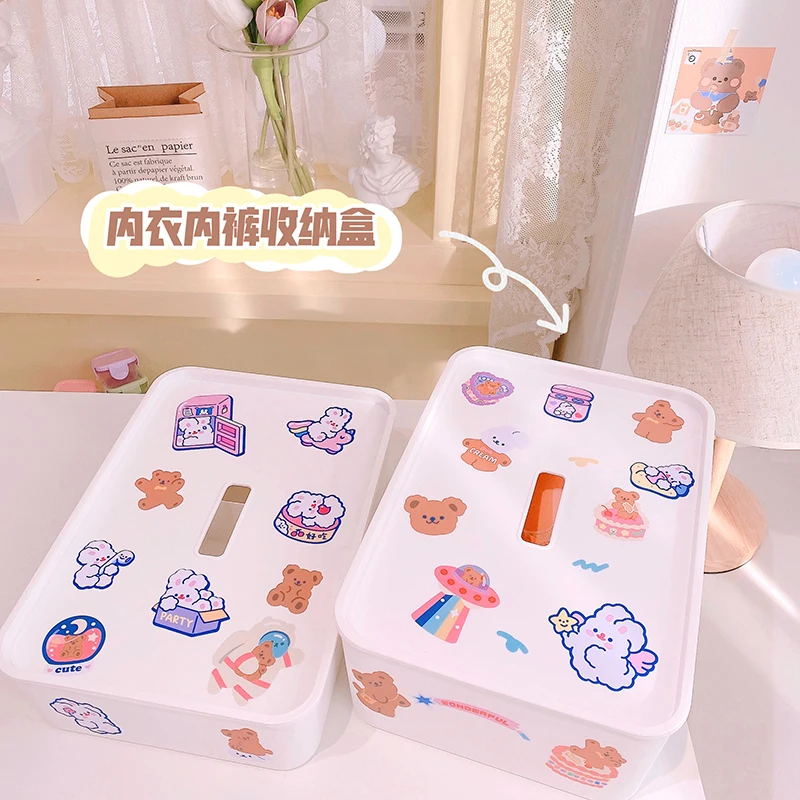 

Cute cartoon Underwear Bra Organizer Storage Box 2 Colors Closet Organizers Boxes For Underwear Scarfs Socks Bra Multi Size Boxs