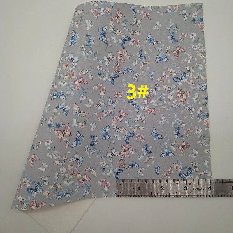 GREY Glitter Fabric Butterfly Printed Faux Synthetic Leather Sheets For Bow A4 21x29CM Twinkling Ming XM787 | Дом и сад