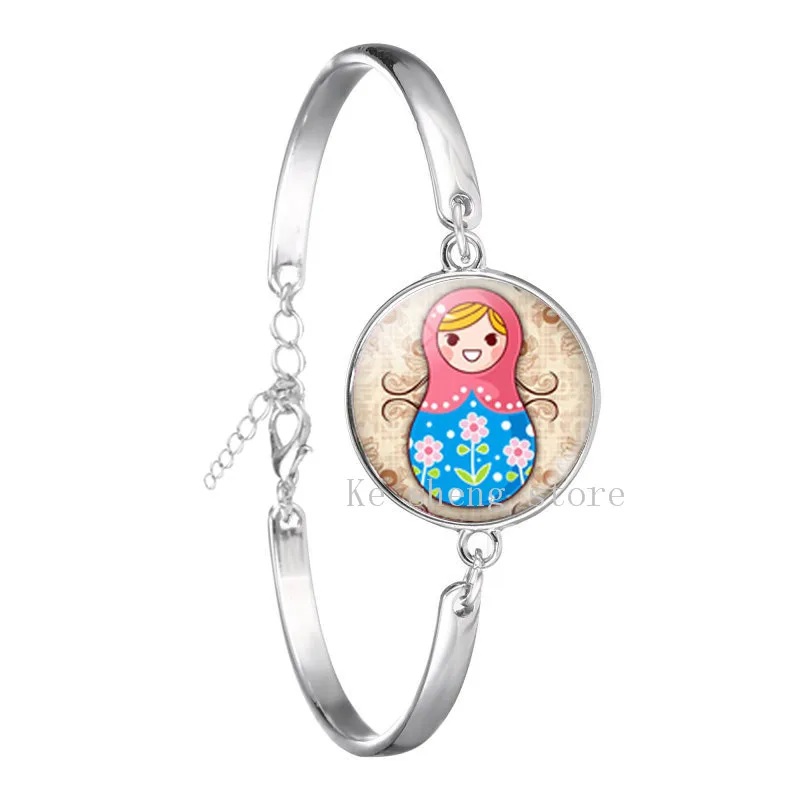 

Russian Doll Girl Metal Bracelet Russian Doll metal bracelet glass jewelry Girl Birthday jewelry gift