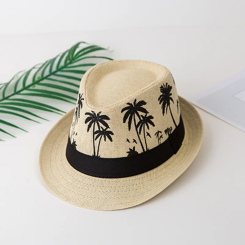 

Straw Hats Women's Summer Printed Curling Hats Men's And Women's Fashion Casual Hats Couples British Jazz Hats Custom Hats.