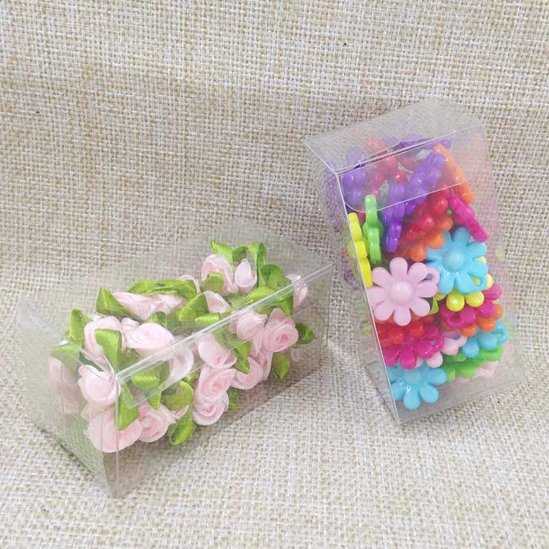 Оптовая продажа 100 шт = 1 лот Прозрачная ПВХ Заказная коробка Свадебная