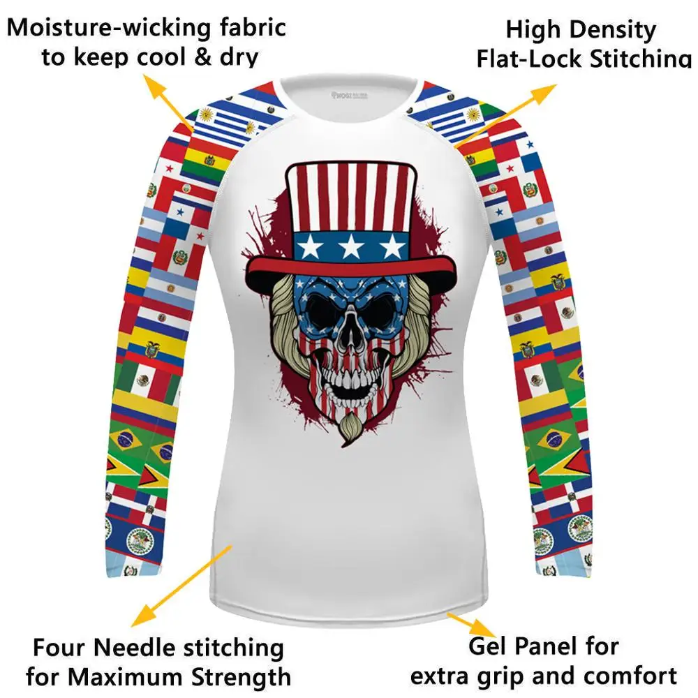 Женская спортивная рубашка с длинными рукавами и флагом мира премиум класса из