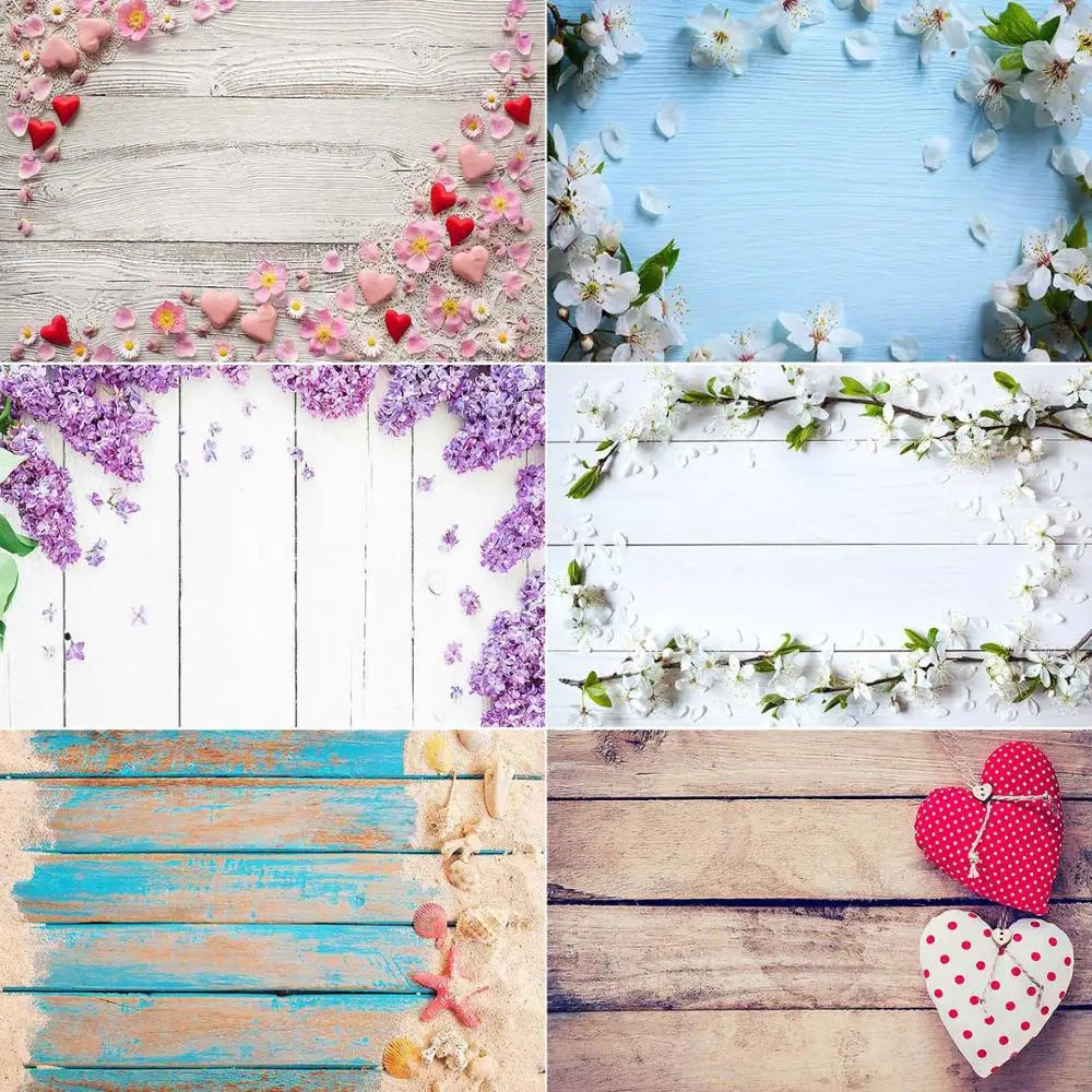 

Фон для студийной фотосъемки новорожденных с цветами и гирляндой на деревянном полу