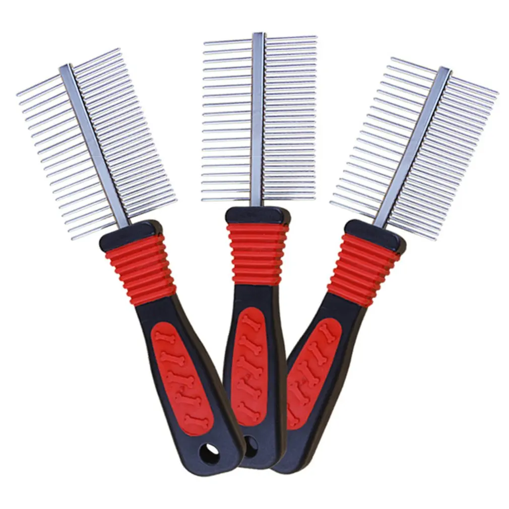 

Durable And Practical Dog Grooming Double-row Comb Metal Double-sided Stainless Steel Silicone Comb