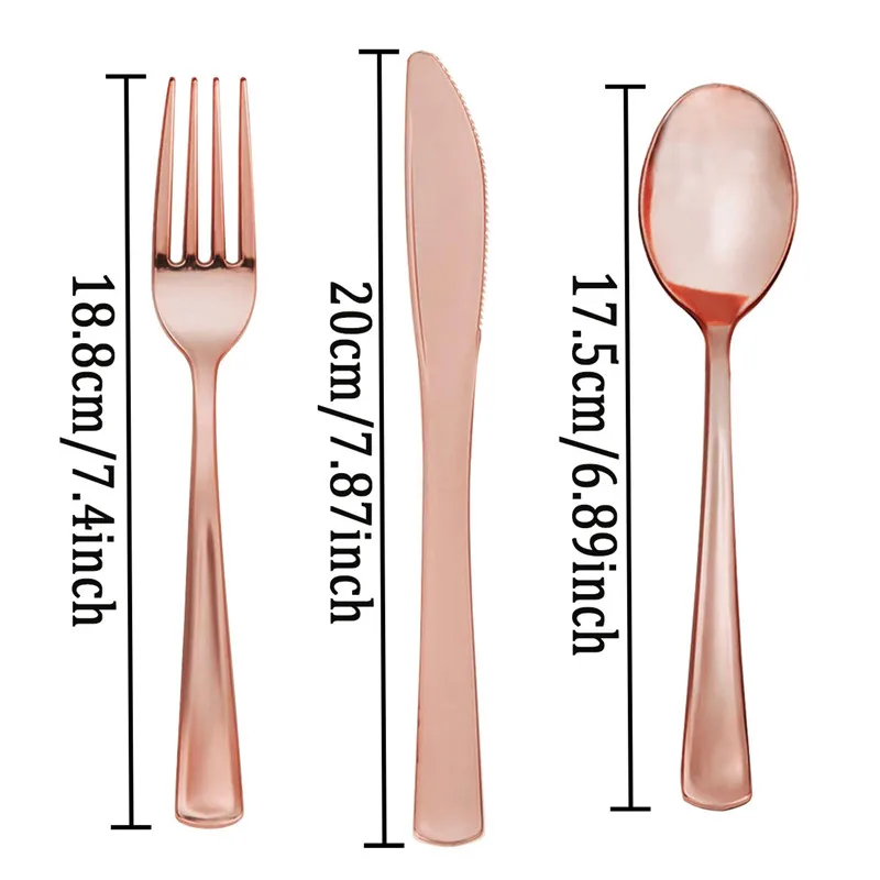 8 шт. пластиковый одноразовый нож ложка цвета розового золота для украшения