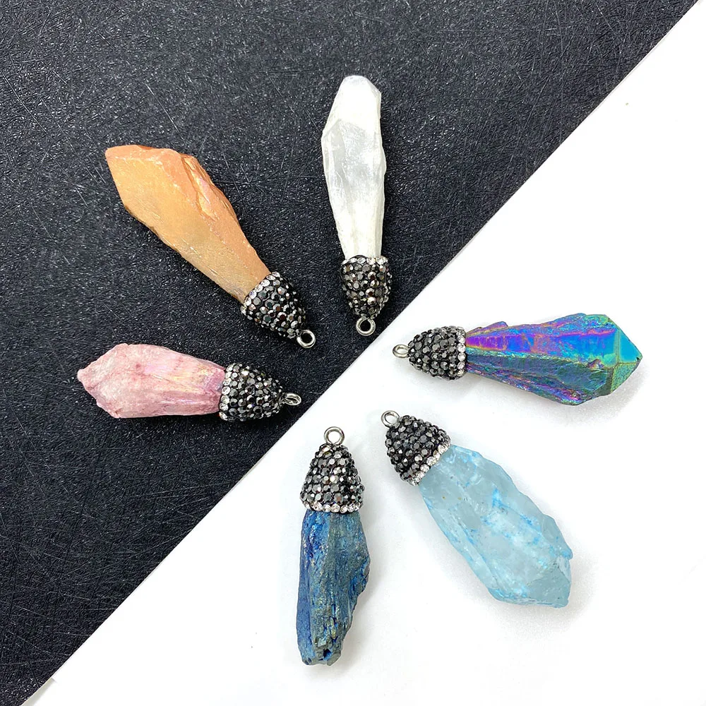 

Natural Stone Shaped Crystal Pendant for Jewelry Making DIY Handmade Necklace Bracelet Earrings Accessories Size 10x40-18x55mm