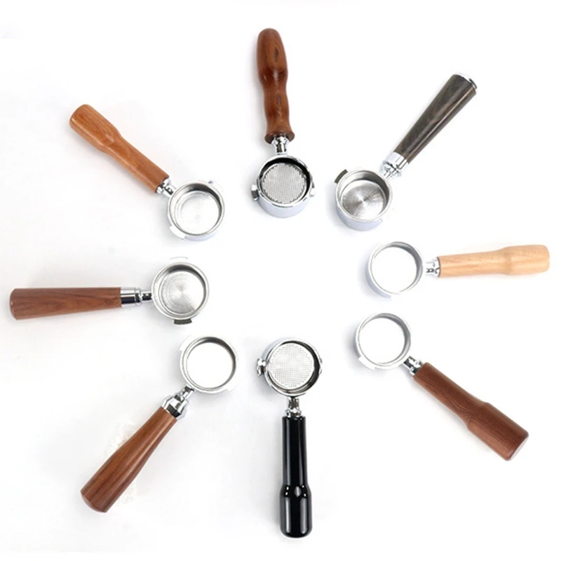 

51mm Alloy Coffee Machine Filter Holder Bottomless Portafilter Wooden/Plastic L5YE