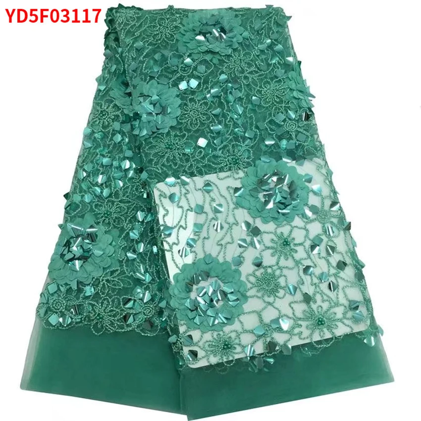 

Big Sequins and beads Fabric French Net Lace Fabric African Tulle Lace Fabric for Dress YD5F03117