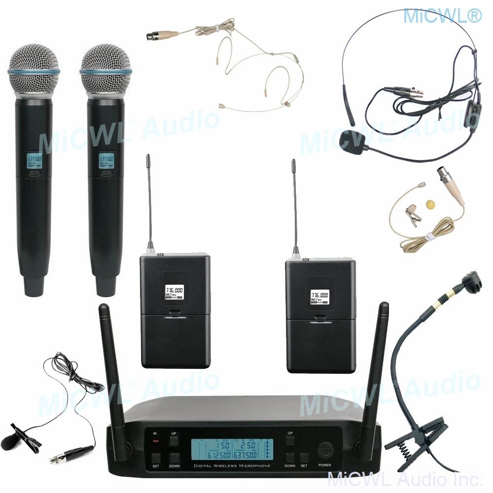 

Pro Beta58 GLX Wireless Headset Lavalier Handheld Instrument Microphone System for Stage Performance Karaoke MiCWL D220