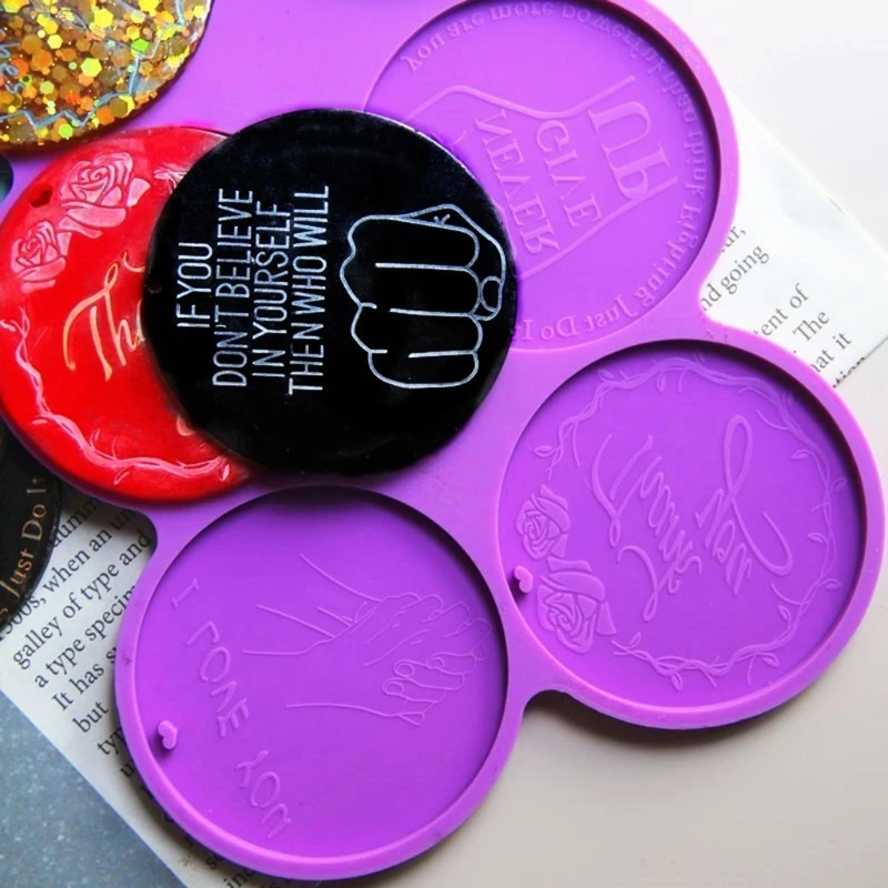 

Motivational Keychain Resin Mold Round Inspirational Words Charms Keyring Mold 45BC