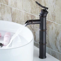 bamboo style black oil rubbed bronze antique brass bathroom sink basin mixer tap faucet one hole single handle mnf165