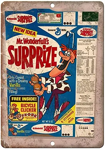 

Mr. Wonderfulls Suprize Cereal Box Wall Poster Tin Sign Vintage BBQ Restaurant Dinner Room Cafe Shop Decor