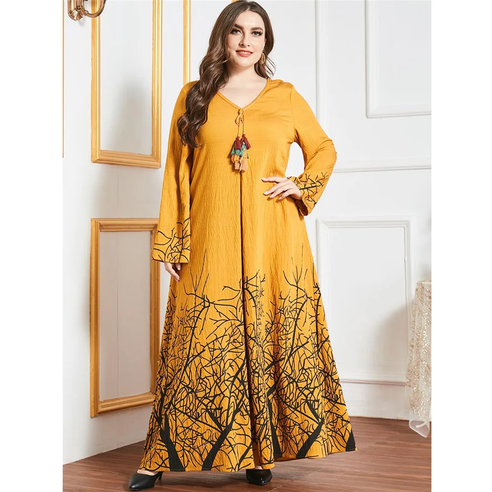 

Muslim Women Maxi Dress Loose Tassel Abaya Dubai Kaftan Turkey Caftan Arabic Robe Islamic Clothing Moroccan Gown Abayas Jalabiya