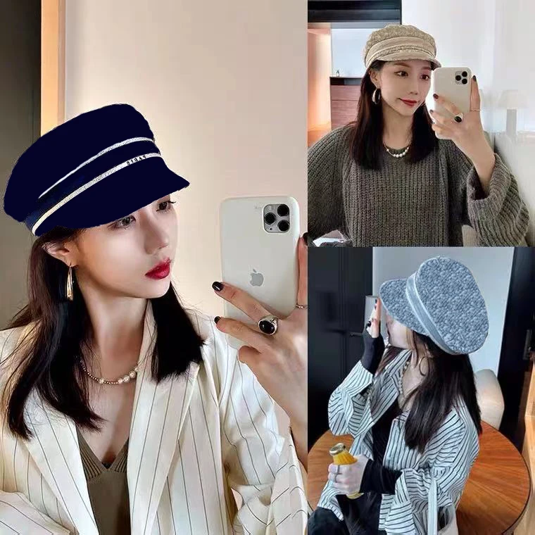 

2020 new navy beret fashion brand D letter fashion sunscreen hat outdoor all-match sun hat hat