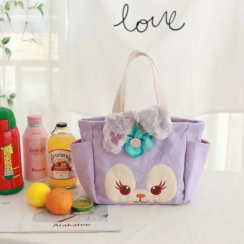 

Милый студенческий Ланч-бокс Kuromi в японском стиле, сумка для офисных работников, портативная аниме кавайная вместительная хлопковая Холщов...