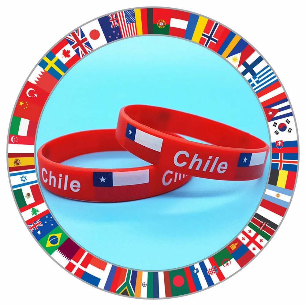1000 шт. силиконовые ремешки с принтом в виде флага Чили|Браслеты голограммой| |