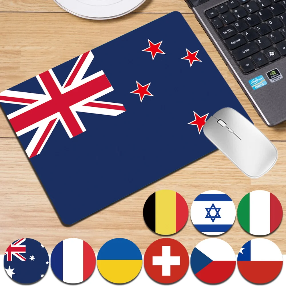 25x21cm Gaming Mousepad Waterproof Computer Desk Mat Flag Pattern Computer Mouse Pad PU Leather Office/Home PC Laptop Mat