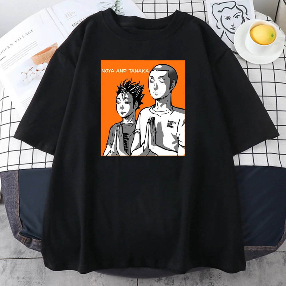 

Anime Cartoon Haikyuu Print T Shirt Summer Short Sleeve Loose Round Neck Hip Hop Streetwear Top Female Fashion Anime T Shirts