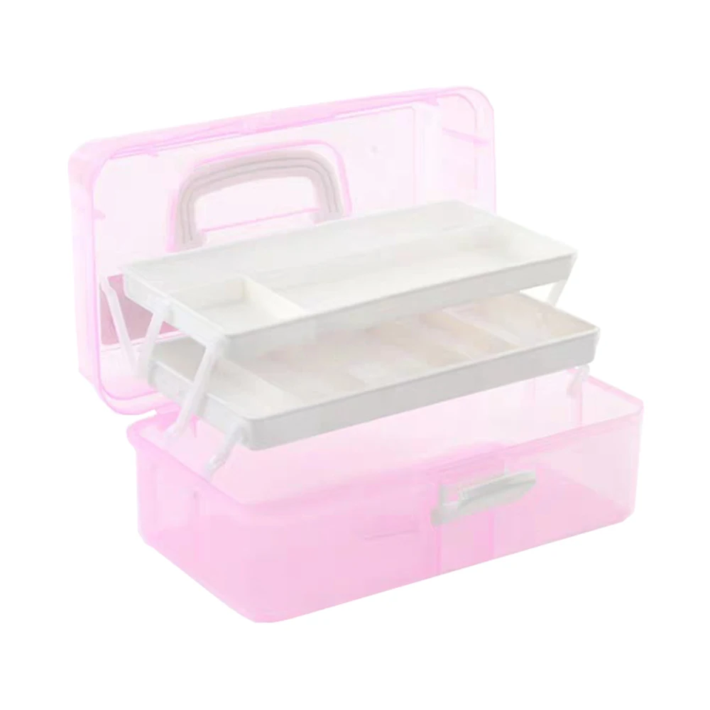 Стойка для хранения инструментов макияжа 3 слойная пластиковая коробка ручек