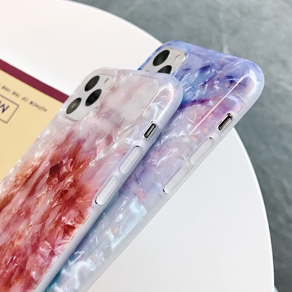 Чехол для телефона LOVECOM для iPhone 11 Pro Max XR XS Max 6 6S 7 8 Plus X Dream Conch Глянцевая мраморная мягкая IMD задняя крышка на весь корпус подарки