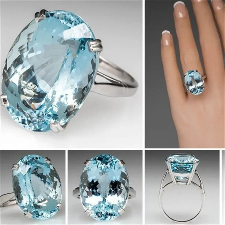 

Fashion Speed Sell Through Selling Classic Blue Zircon Temperament Women Quit Wedding Engagement